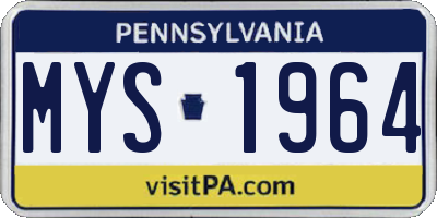 PA license plate MYS1964