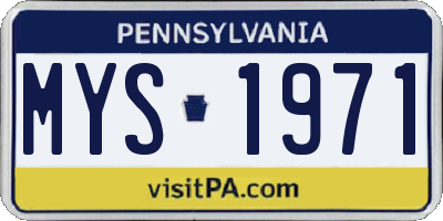 PA license plate MYS1971
