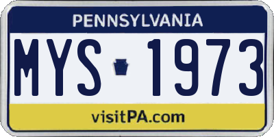 PA license plate MYS1973
