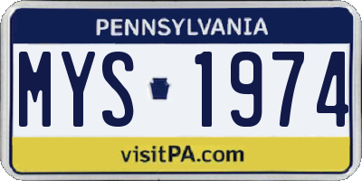 PA license plate MYS1974