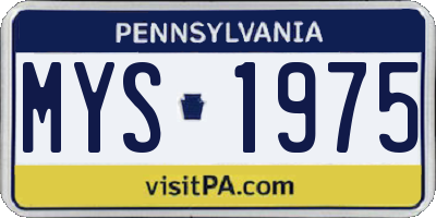 PA license plate MYS1975