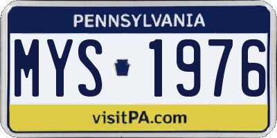 PA license plate MYS1976