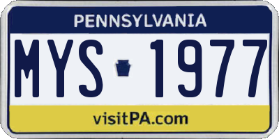 PA license plate MYS1977