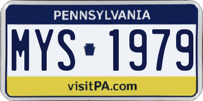 PA license plate MYS1979