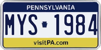 PA license plate MYS1984