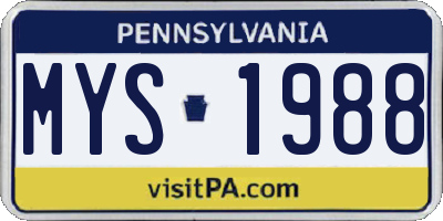 PA license plate MYS1988