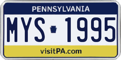 PA license plate MYS1995