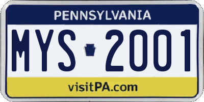 PA license plate MYS2001