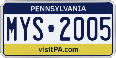 PA license plate MYS2005