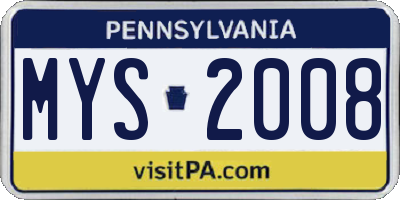 PA license plate MYS2008