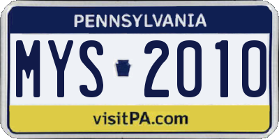 PA license plate MYS2010