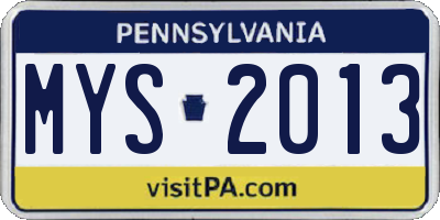 PA license plate MYS2013