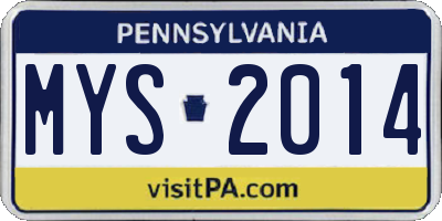 PA license plate MYS2014