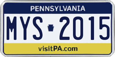 PA license plate MYS2015