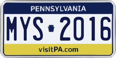 PA license plate MYS2016