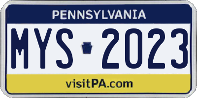 PA license plate MYS2023