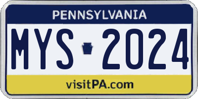 PA license plate MYS2024