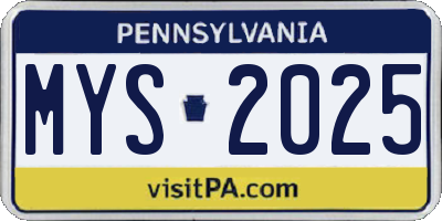 PA license plate MYS2025