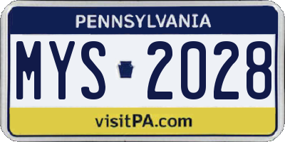 PA license plate MYS2028