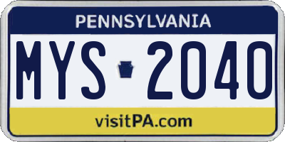 PA license plate MYS2040