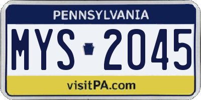 PA license plate MYS2045