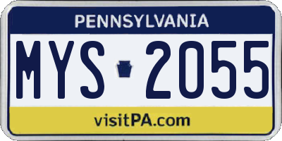 PA license plate MYS2055