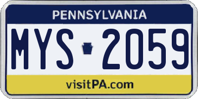 PA license plate MYS2059