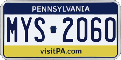 PA license plate MYS2060