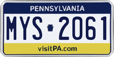 PA license plate MYS2061