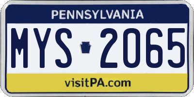 PA license plate MYS2065