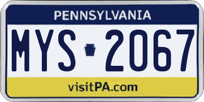 PA license plate MYS2067