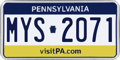 PA license plate MYS2071