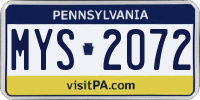 PA license plate MYS2072