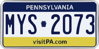 PA license plate MYS2073