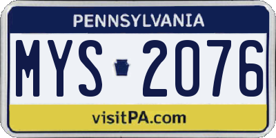 PA license plate MYS2076