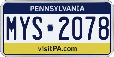 PA license plate MYS2078