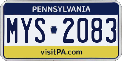 PA license plate MYS2083