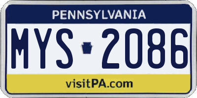 PA license plate MYS2086
