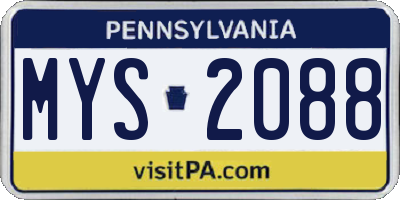 PA license plate MYS2088