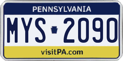 PA license plate MYS2090