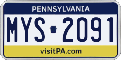 PA license plate MYS2091
