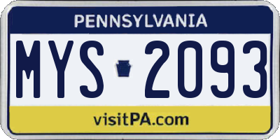 PA license plate MYS2093