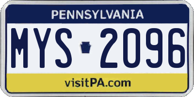PA license plate MYS2096