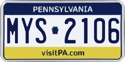 PA license plate MYS2106