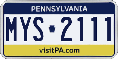 PA license plate MYS2111