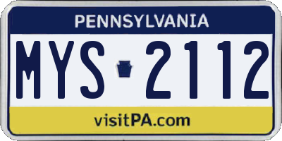PA license plate MYS2112