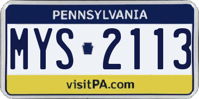 PA license plate MYS2113
