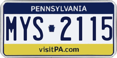 PA license plate MYS2115