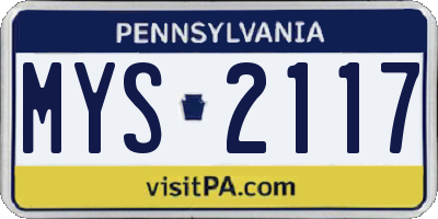 PA license plate MYS2117