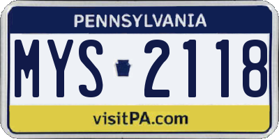 PA license plate MYS2118